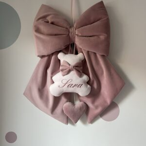 fiocco nascita velluto rosa