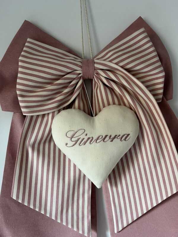 Fiocco nascita bimba rosa antico scuro